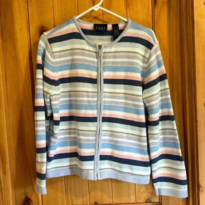 Crazy Horse by Liz Claiborne Striped zippered sweater